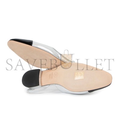 CHANEL CAP-TOE SLINGBACK FLATS IN SILVER G31319